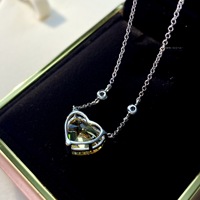 Collar de plata de ley 925 chapado en oro para mujer, joyería, corazón, diamante, envío directo