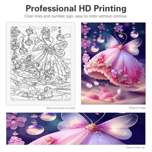 ชุดเดรสพิมพ์ลายผีเสื้อสีชมพูสำหรับผู้เริ่มต้นเป็นมิตรกับชุดตัวเลข40x5 0ซม./16x20นิ้วสำหรับศิลปะบนผนังบ้านเรื่องแนวนอน - Product Image 5