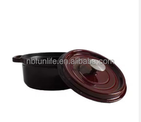 Cocotte en fonte robuste avec revêtement antiadhésif sûr, pot émaillé antirouille avec couvercle à circulation pour une cuisson prolongée