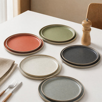 Assiettes en céramique Japandi en gros, glaçure réactive, 11 et 12 pouces, pour restaurant, dîner, pizza, prix d'usine