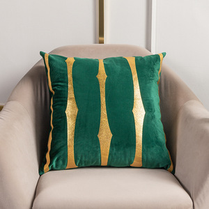 Housse de <span class=keywords><strong>coussin</strong></span> ChamXue, taies d'oreiller, housse de <span class=keywords><strong>coussin</strong></span> rectangulaire en peluche de luxe, rayures imprimées dorées pour salon, chambre à coucher, canapé, voiture - Product Image 4