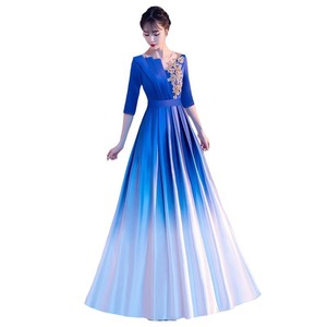 Women's Long Evening Gown Royal Blue Gradient Choir Stage <b>Performance</b> Dress Adult Formal <b>Wear</b> Polyester Fabric - Product Image 5