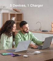 Station de charge rapide HNT GaN 160W 5 en 1 Adaptateur d'alimentation pour ordinateur portable Type C avec câble USB C vers C 1,8 m 5A Charge très rapide