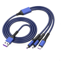Câble de charge USB Type-C tressé en nylon 3-en-1 de 1,25 m à prix de gros, charge rapide 5A et transfert de données pour iPhone et Samsung, en alliage d'aluminium