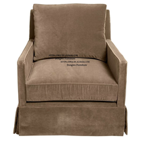 Nordischer und Amerikanischer Landhausstil Samt-Sessel mit Volantbesatz Einzelsitz-Sofa Verhandlungsstuhl Armlehnstuhl