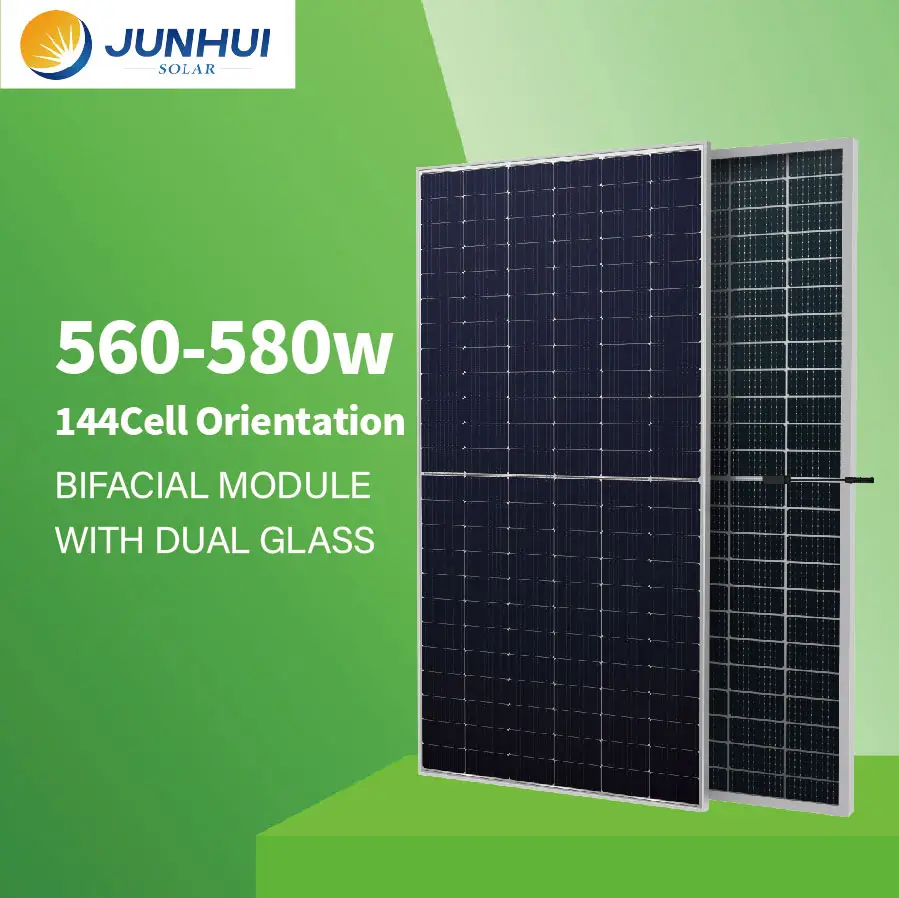 Junhui Factory Direct Sonnen kollektoren Mono 560w 565 Watt 570w 575wp 580w Bifacial Half Cell PERC Panels Solares