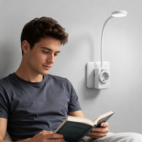 Lampe de lecture murale LED intelligente Euro, à intensité variable, avec prise Euro, USB et Type-C, pour chambre à coucher