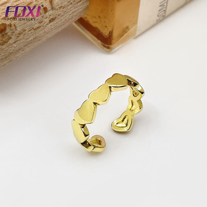 2022 nuovo anello di gioielli da donna di moda <span class=keywords><strong>dorato</strong></span> in <span class=keywords><strong>argento</strong></span> Sterling 925 liscio a forma di cuore - Product Image 3