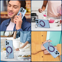 Support magnétique ultra-mince de conception givrée sangle de téléphone pliable avec la poignée d'anneau pour des téléphones portables