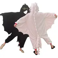 Fantasia de halloween, traje de morcego branco ou preto para adultos e crianças, peça única, cosplay sem dentes, macacão, fantasia de halloween