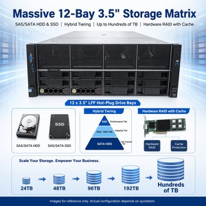 เซิร์ฟเวอร์ H3C R5300 รุ่นดั้งเดิม 8 การ์ด GPU สำหรับการเรียนรู้เชิงลึก ปัญญาประดิษฐ์ AI คอมพิวติ้งบนคลาวด์ ขนาด 4U แบบแร็ค รองรับ AI - Product Image 3
