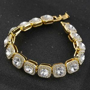 Nueva Pulsera de Cadena Cuadrada con Cristales de Imitación y Baño de Oro Rosa de la Marca de Moda, Inspirada en Hip Hop, para Hombre y Mujer, de Aleación de Zinc - Product Image 1