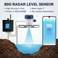 Indicateur de niveau de réservoir d'eau par radar 80 GHz avec écran LCD personnalisé, sans contact, petit angle de faisceau, précision de 3,2 mm, protection IP67