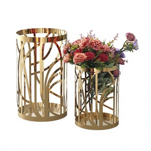Modern Brass Tabletop <b>Vase</b> Set <b>Gold</b> Metal Flower Holder Decorative <b>Vase</b> for Wedding Home Decor - Product Image 1