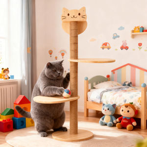 Holz-Katzenbaum mit Sisal-Kratzbaum, mehrstufigen Sitzplätzen, stabiler Indoor-Katzenturm zum Klettern, Kratzen und Entspannen - Product Image 5