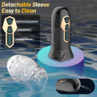 Jouets sexuels pour hommes, vibrateur TPE rechargeable, chauffant, rotation automatique, gobelet de masturbation noir