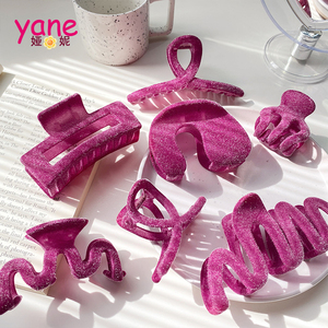 Klip cakar beludru musim dingin dengan klip rambut warna buah naga klip grosir berbagai bentuk pabrik untuk wanita - Product Image 3