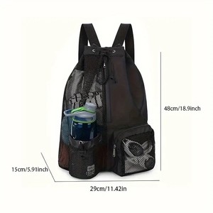 Heavy Duty Athletic Men Women Waterproof Semi-Transparent <strong>Mesh</strong> Workout Beach Travel Gym Sports Drawstring Backpack - Product Image 2