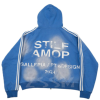 Ensemble survêtement homme personnalisé, pantalon de jogging évasé et sweat à capuche, style streetwear, délavage acide, bande latérale, fermeture éclair, respirant, avec applique brodée