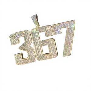 Pendentif en gros numéro 367 en moissanite et argent 925 de qualité supérieure, micro-incrustation, bijou unisexe - Product Image 1
