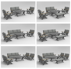 Tất cả các nhôm hiện đại x-khung thiết kế Modular sofa Set bàn ăn tự do combinable đồ gỗ ngoài trời cho Patio vườn công viên sử dụng - Product Image 3