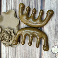 Peigne de massage du cuir chevelu en bois de santal 100% naturel, design sculpté en forme de boule, à dents larges, pour points d'acupuncture et tension musculaire du cuir chevelu