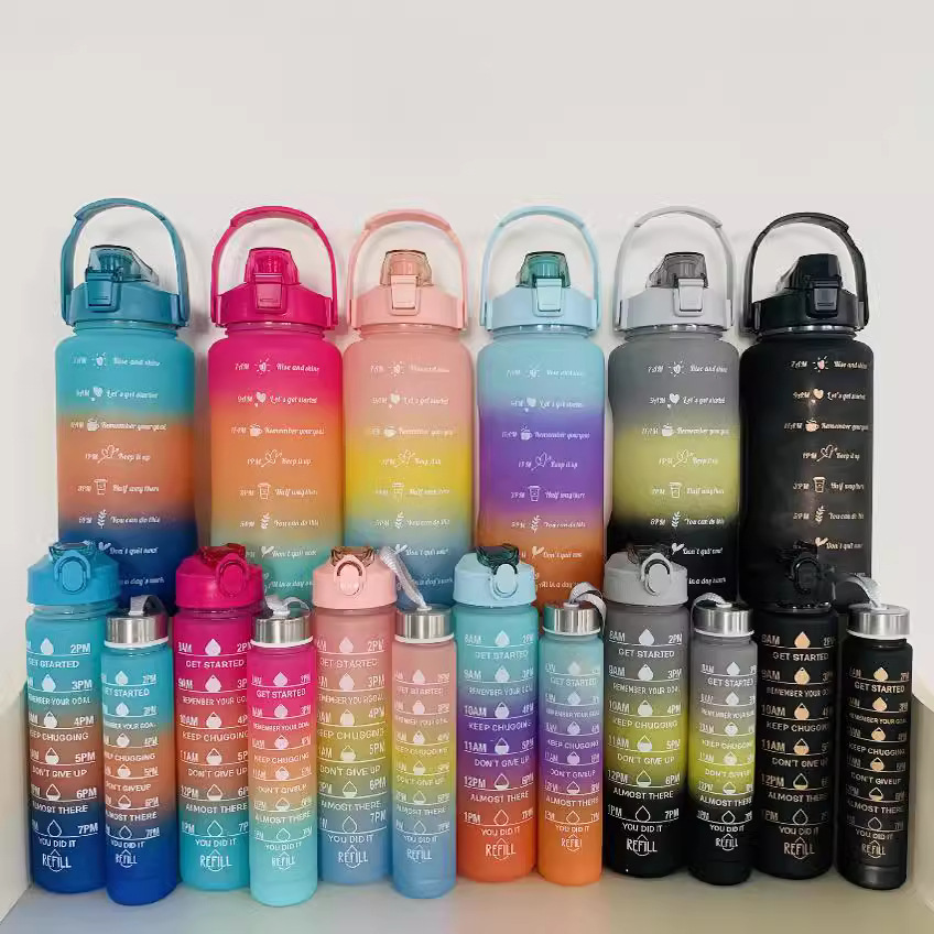 3 Pack Sports Water Bottle with Straw - BPA Free & Lightweight