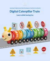Jouets éducatifs en bois à succès : train chenille, jeu de classification numérique, panneaux de signalisation routière et de stationnement, puzzles