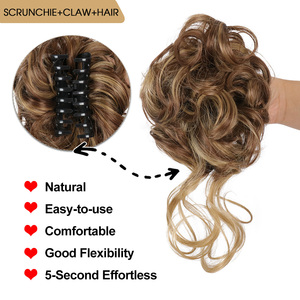 Julianna Gros Cheveux Queue De Cheval Extension Griffe Clip Synthétique <span class=keywords><strong>Élastique</strong></span> Bouclés Désordonné <span class=keywords><strong>Chignon</strong></span> <span class=keywords><strong>Chignon</strong></span> Cheveux Pièces Postiches pour Femmes - Product Image 2