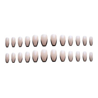 PD-163 Faux ongles à presser noirs, méthode U, courts, forme ballerine, French fin, transparent effet glace, Joker, 24 pièces, pré-conçus, prêts à poser