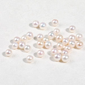 Perlas de Agua Dulce Naturales Casi Perfectamente Redondas, Blancas, de 9 mm, con Medio Orificio, para Joyería DIY, Perlas Sueltas - Product Image 3