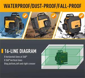 Akx 4 trong 1 hệ thống tự động công cụ xây dựng mức độ laser công nghiệp công cụ khảo sát xoay màu xanh lá cây Chân máy màu đỏ 4 độ ánh sáng - Product Image 6