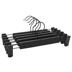 Quần giá tiết kiệm không gian chống trượt màu đen đổ xô phù hợp với quần áo móc áo clip đôi cho túi làm bằng nhựa kim loại - Product Image 3