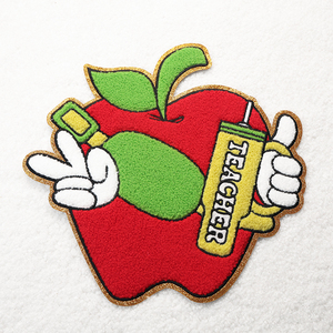 Alta calidad profesor manzana fruta parches bordado al por mayor Chenille parches personalizados hierro en con brillo - Product Image 1