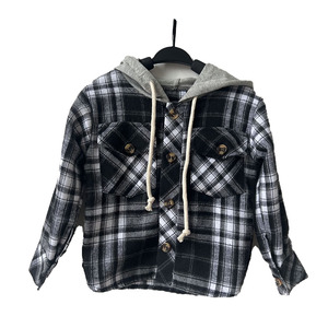 Vintage garçons automne à manches longues <span class=keywords><strong>chemise</strong></span> à <span class=keywords><strong>carreaux</strong></span> <span class=keywords><strong>noir</strong></span> <span class=keywords><strong>et</strong></span> <span class=keywords><strong>blanc</strong></span> 100% coton à capuche blouse garçon vêtements décontractés - Product Image 6