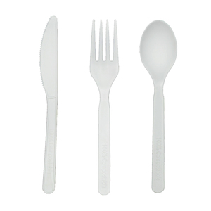 PLA dao kéo thiết lập compostable phân hủy sinh học đồ dùng bộ đồ ăn dùng một lần 3-Piece đặt 6inch cpla muỗng dao dĩa - Product Image 1