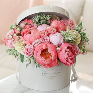 Custom printed luxury cardboard heart round shaped wedding candy chocolate packaging cylinder gift flower box
