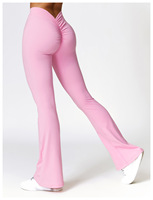 Short de fitness en nylon pour femme, taille haute, style Long Tempo, avec dos froncé, effet galbant, et ensemble de leggings coupe évasée haute Luluflare, avec logo personnalisé