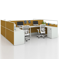Bureau moderne pour 4 personnes Poste de travail convertible Table de bureau assise-debout modulaire avec assemblage facile et cloison