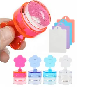 Nueva impresión de transferencia de flores 4 colores de silicona transparente Nail Stamper Scraper Set Manicure Jelly Nail Art Stamper