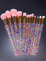 Haute qualité 12 pièces luxe paillettes rose bling maquillage brosse strass diamant glam métal poignée végétalien maquillage pinceaux ensemble kit