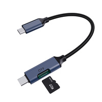 Câble de données lecteur de cartes multifonction Type-C 60W PD à charge rapide en alliage d'aluminium tressé en nylon pour connecter ordinateurs et smartphones