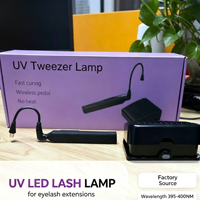 Lámpara LED UV para Pestañas, Pinzas de Silicona Inalámbricas, Respetuosas con los Ojos, para Extensiones de Pestañas, Servicio de Belleza Móvil
