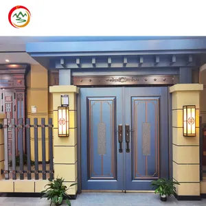 Moderne Chinese-Europese Stijl Aluminium Art Villa Gate Aluminiumlegering Elektrische Vertaling Dubbele Opening Binnenplaats Deur