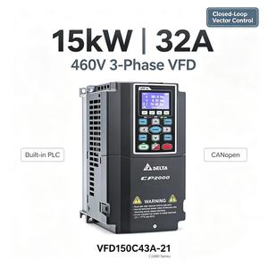 Delta VFD150C43A-21 15kW 20HP 32A 460V 3 เฟส VFD AC Drive ระบบควบคุมเวกเตอร์ พร้อม PLC ในตัว รองรับ STO - Product Image 1