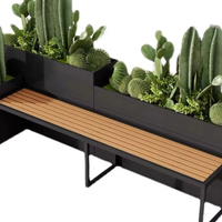 Chaise longue rectangulaire moderne combinée, intérieur/extérieur, en acier inoxydable, jardinière en métal, pot de fleurs pour un intérieur/extérieur élégant