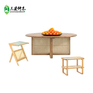 Nordic-style rattan coffee <b>table</b>, suitable for <b>small</b> living rooms and <b>small</b> apartments, simple round coffee <b>table</b>, solid wood - Product Image 4