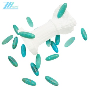 Turquoise naturelle de couleur bleue, forme ovale, taille 7*20mm, poids 2g, cabochon pour la fabrication de colliers ou de bagues, comme cadeau pour la famille, à usage multiple - Product Image 4