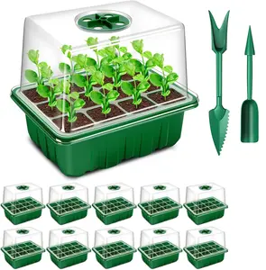 10 Pack Plastic Seed Trays 120 Cell Propagator Clear Lids Adjustable Window Greenhouse Starter Kit Growing Thicken Seedlings
