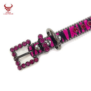Logo personalizzato Diamond <span class=keywords><strong>Dog</strong></span> Bark Collar accessori per cinturini in pelle Bling Bling Violet strass collare per animali domestici cinture BB - Product Image 5